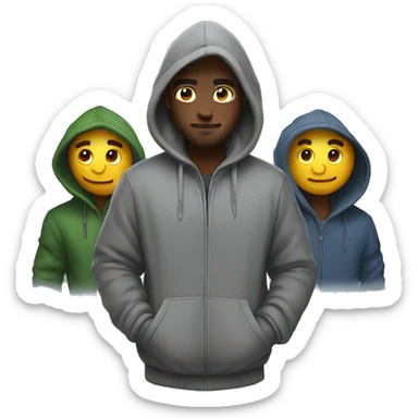 Guys with four hoodies on freezing sticker