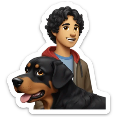 Slavic Boy with curly Black Hair with Entlebucher zennenhund sticker