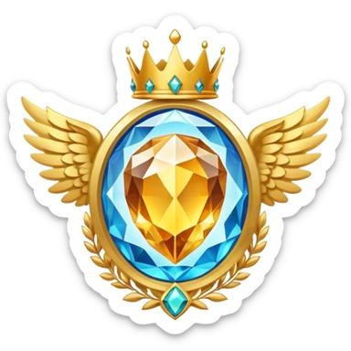 Big magic galactic gemstone award-in-frame-decorated-with-big-golden-angel--wings and crown sticker