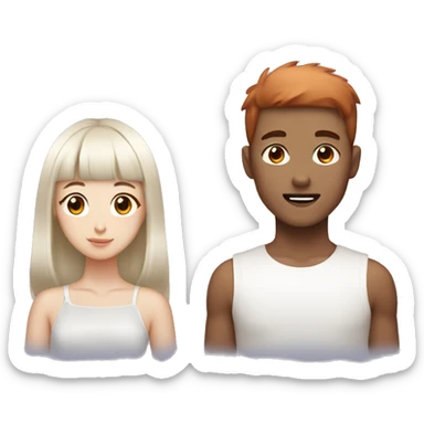 korean young male with fringe and white young female with copper colour hair  sticker