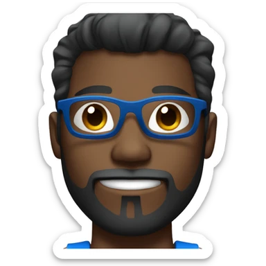 Dark-skin bodybuilder, with beard and blue glasses sticker