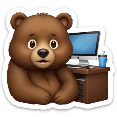 bear emoji playing and chilling pc cozy sticker