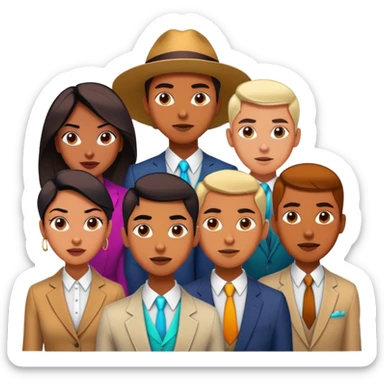 Cinematic Realistic group portrait of BTS featuring all 7 members in stylish modern attire, with detailed facial expressions and vibrant colors, captured in dynamic, contemporary lighting that emphasizes their global pop icon status sticker