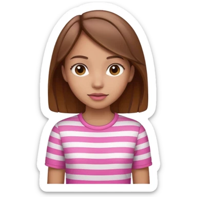 lightskin girl  pink and white striped shirt and brown hair  sticker