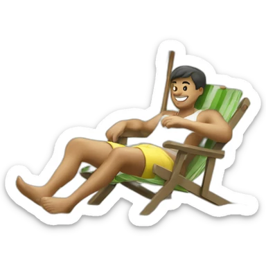 Create a person chilling in the beach, a man white sticker