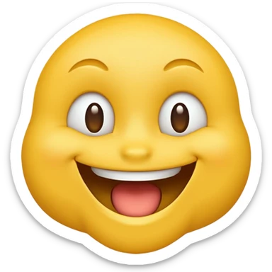 create an like yellow emoji that looks teally relaxed and smiles more on one site than another like one part of the mouth is wider up then the other. ONE part of the mouth should smile more then the other party sticker