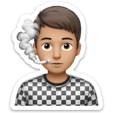 Vaquero camisa de cuadros blanca con negro  joven sacando humo d ela boca  sticker