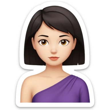 A girl with a short dark hair wearing a up shoulder top sticker
