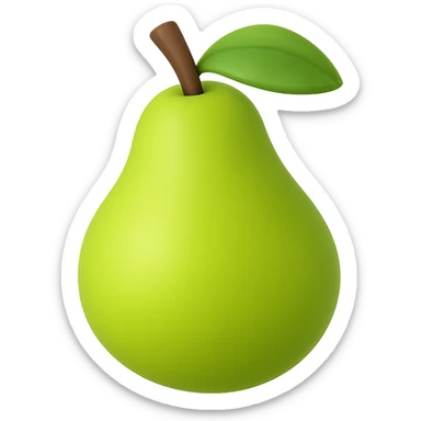 Create a 3D pear emoji in the color #d1e232, matching the style of the reference image, with a transparent background. sticker