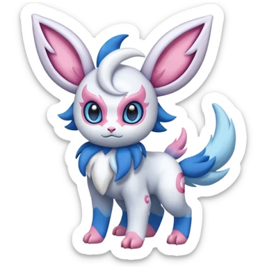 Shiny Absol-Sylveon-Fakémon-hybrid-creature (full body)  sticker