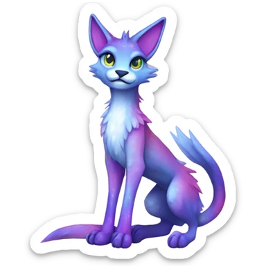 Cute Kawaii Epic Ethereal Sparkly Colorful Sergal-Caracal-Vernid full body sticker