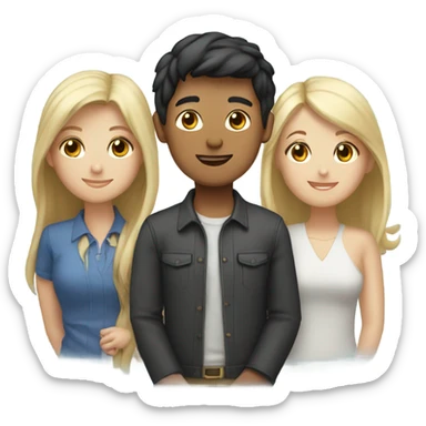 3 friends one Asian boy, one brunette girl and one blond girl  sticker