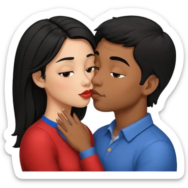 fully naked couple sex emoji man Kissing & holding boobs couple have black hair penis holding sticker
