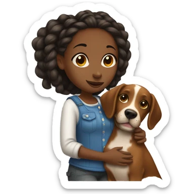 Black girl with braids kisses a brown and dog sticker