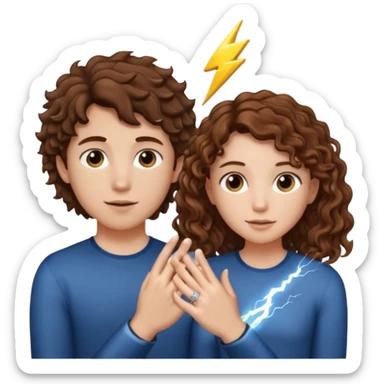 a 15 year old girl with brown curly hair but she has lightnings in it with a brown haired boy who gave her a promise ring sticker