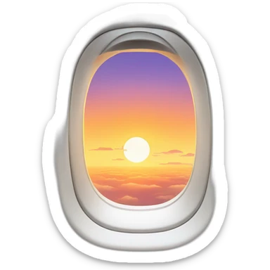 Plane window with sunset sticker