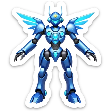 Shiny Futuristic Mechanical Glossy Celestial Godly Divine Metal-Cyborg-Fakemon-Pokemon-Digimon-Spectrobes-fusion, full body sticker