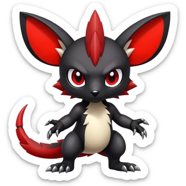 Cute cool black red edgy animal hybrid Fakemon full body  sticker