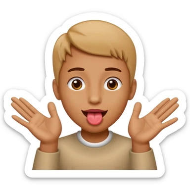 face with tongue out hands to the side  sticker