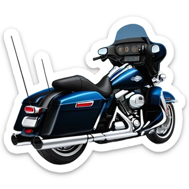 2012 harley davidson electra glide ultra classic with big blue pearl and vivid black two color paint scheme with recurve windshield, a radio antenna and a citizen's band radio antenna. sticker