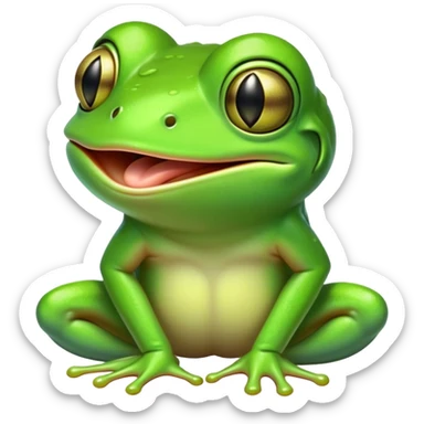 Cinematic Cute Yawning Green Tree Frog Portrait Emoji, Head tilted slightly with a dramatic, wide-open yawn, showcasing a compact, vivid green body with gently drooping eyelids and half-closed, drowsy eyes, Simplified yet irresistibly adorable features, highly detailed, glowing with a soft, cozy jungle glow, high shine, relaxed yet expressive, stylized with a dash of whimsical amphibian charm, soft glowing outline, capturing the essence of a drowsy yet affectionate green tree frog that appears ready to stretch out for a nap! sticker