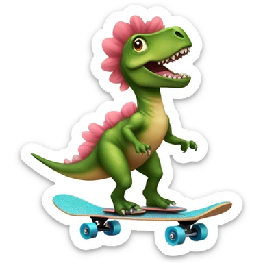 Dinosaur wearing a tutu on a skateboard sticker