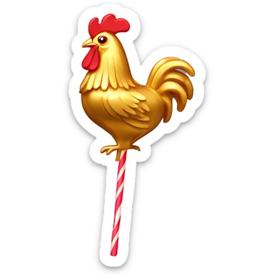 lollipop in the shape of a candy gold rooster sticker