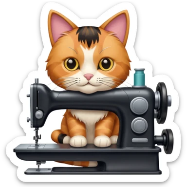 Cat Quilting at sewing machine sticker