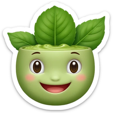 Baby matcha leaf smiling sticker