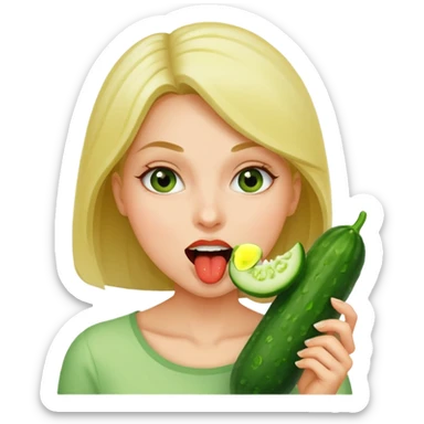 Ember a szájába veszi az uborkát sticker