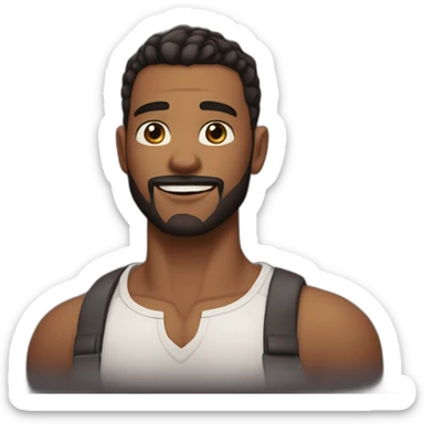 brown skin male, black fade haircut approximately 32 years old, good beard, chest up, confident sticker
