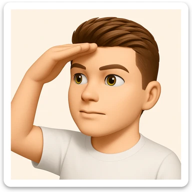 Based on these photos, make an emoji with facial features preserved, a man in a white T-shirt, looking into the distance sticker