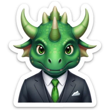 kind face of a triceratops in a suit sticker