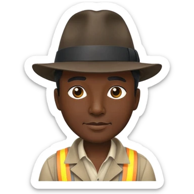 Nhà khảo cổ, 50 tuổi, da đen, mũ phớt  sticker
