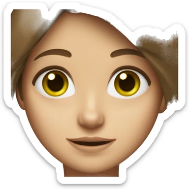 A girl with brown hair with white streaks and square green eyes sticker