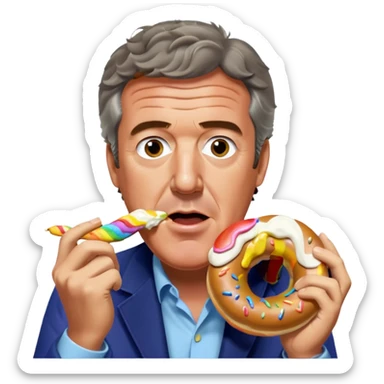 Jeremy Clarkson eating rainbow bagel sticker