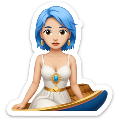 venice gondolier woman fat earring wearing blue hair sticker