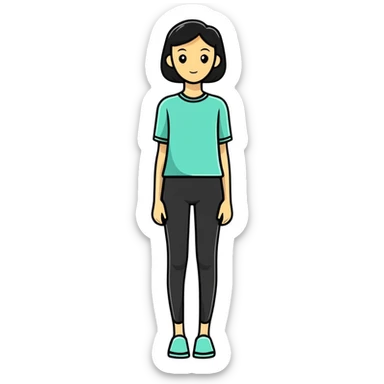 full body skinny female figure standing sticker