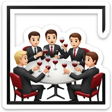 corporate executives enjoying wine Party at a french SPAM meat cafe LANDSCAPE  sticker