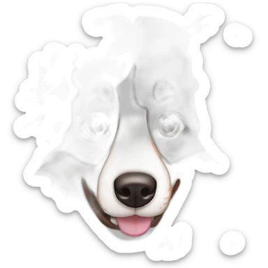 black border collie and woman with long brown hair with pink ends sticker