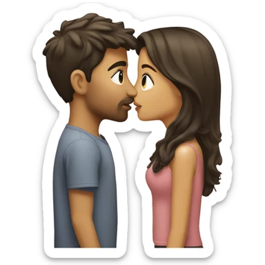 Blonde girl kissing brunette boy sticker