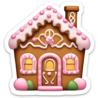 Cute gingerbread house with light pink decoration  sticker