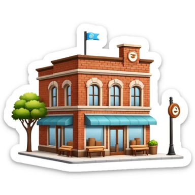 generate realistic detailed coffee shop building in 3d style sticker