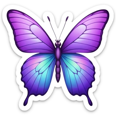 Purple butterfly with sharp ends on each wing sticker