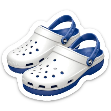 Pure white Crocs clogs, all-white straps and sole, no blue or other colors, matte white material, ventilation holes, dark background, realistic product photo, monoc sticker