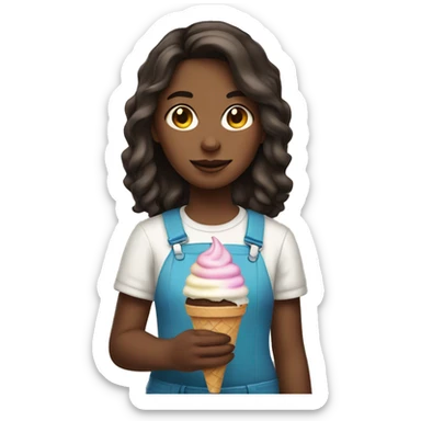 Girl approximately 14 years with dark brown hair and with ice cream in her hand  sticker