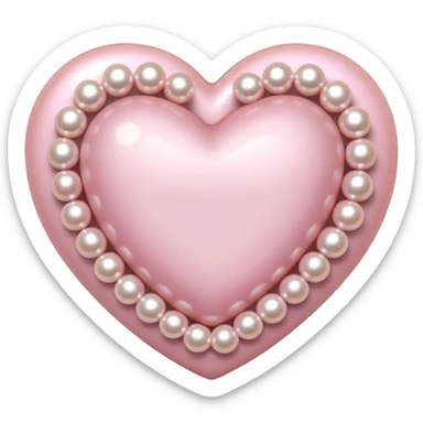 Pale pink heart with pale pink pearls around it  sticker