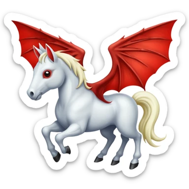 white horse with horns and red bat wings sticker