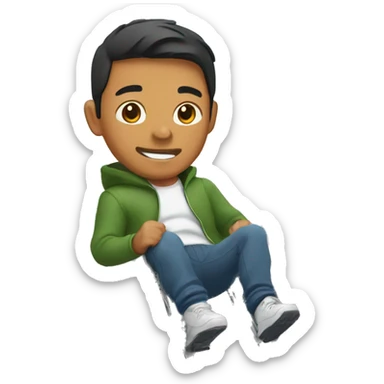 Filipino man in hoodie sliding down a slide sticker