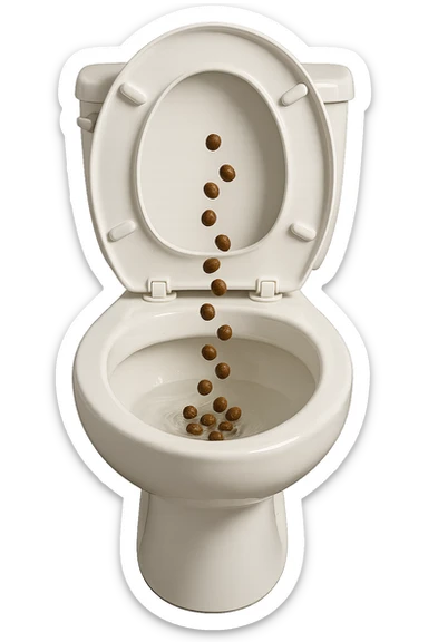 wc realistico con feci a palline che ci cadono dentro, iperrealistico 4k
 sticker